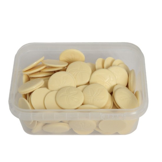 Ovalette Weiße Kuvertüre Schokolade Schmelz / Münze Schokolade 5 kg - 051-543 - Katsan Gıda